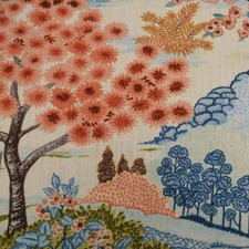 Yuhua Coral Chinoiserie Print Blue Pink Green Swavelle Mill Creek Fabric picture