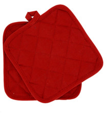 Home Collection 100% Cotton 2 Pot Holders Set ~ Red picture