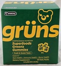 Gruns Adult Super Greens Gummies Multivitamin Superfood Gummy Bears 35 Pack 8-27 picture