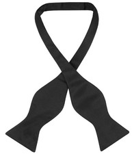 Vesuvio Napoli SELF TIE Bow Tie Solid BLACK Color Mens BowTie picture
