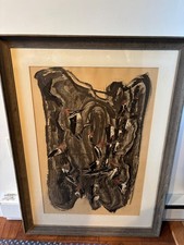 Large Morris Graves framed Abstract Woodpecker Print Signed 1940 picture