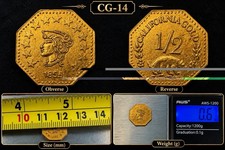 California Gold 1/2 Token 1855 Indian Head Bear Octagonal Fractional CG-14 picture