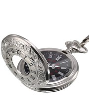 Vintage Pocket Watch Steel Men Watch with Chain (Silver) picture