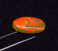 100% Natural Black Ethiopian Opal Cabochon Oval Shape: Rare Orange Fire Opal Cab picture