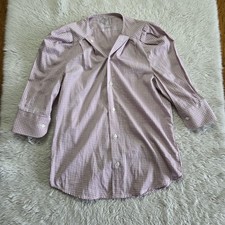 KMJ Kate Mchale Jensen Button Up Blouse Shirt Women's XS Plaid Puff Sleeve picture