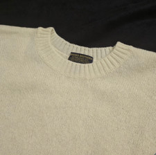 Vintage Brooks Brothers Cream Color Shetland Wool Sweater Mens L England picture