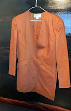 Christian Dior Women's Brown Wool Long Blazer Single-Breasted One-Button Lined 6 picture