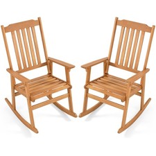 2PCS Outdoor Rocking Chair w/High Back Wide Seat Armrests, 400 LBS Rocker Chair picture
