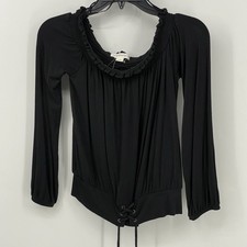 Aeropostale Women's Size Small Long Sleeve Black Top NWT Bottom Tie picture