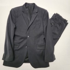 Express 38R 30x32 Charcoal Pinstripe Producer Stretch Wool Blend Slim Mens Suit picture