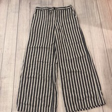 Madewell The Zoe Relaxed Wide Leg Pants Womens Size 4 Striped Linen Cotton Blend picture