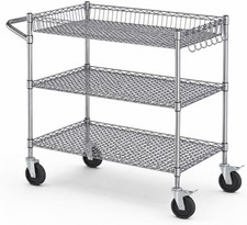 3 Tier Utility Cart Heavy Duty 990 lb Metal Rolling Service Cart with Wheels picture