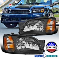 For 2000-2004 Subaru Legacy Black Headlights OE Style Replacement Headlamps Pair picture