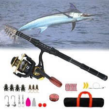 Carbon Fiber Telescopic Fishing Rod Pole Reel Combo Sea Saltwater Freshwater picture