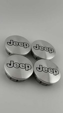 JEEP SET OF 4 Brushed Silver/Black 55mm/2.16in Wheel Center Caps picture