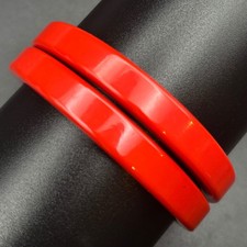 Vintage Bakelite Spacer Bangles Tomato Red Set of 2 Tested Size 7.75 picture