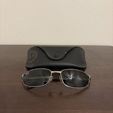 Vintage Ray-Ban Silver Wire Frame Sunglasses Rectangle Narrow Y2K Shades w Case picture