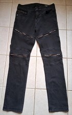 🤩 True Religion Men’s Moto Black Denim Jeans Size 32 Multi-Zipper 32x32 Rare  picture