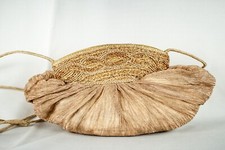 VINTAGE Jane Fonda Owned Used Ivory Gold Embroidery Silk Shoulder Purse Handbag picture
