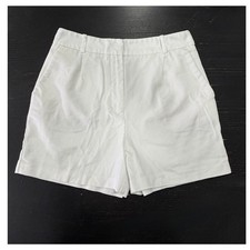 Zara High Waisted Shorts Womens S White Pleated Cotton Blend Casual picture