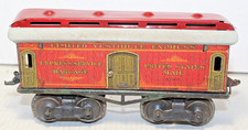 Ives Limited Vestibule Prewar O Gauge #60 Red Yale Harvard Baggage Car  b2 picture