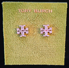 Tory Burch Icon Logo Pavé Crystal Stud Earrings Yellow Gold Plated 158535 picture