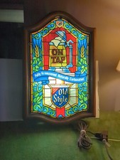 Vintage Heileman's Old Style Beer Faux Stained Glass Light picture