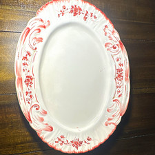Pristine Vintage Italian Majolica Soup Tureen Set 4-Pc Pink Floral Pomegranate picture