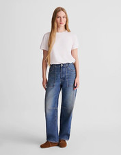 Madewell Women’s The Darted Barre Jeans 28 Medium Wash Blue Button Fly picture