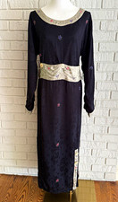 VTG Papy Boez Dress M/L 100% Rayon Hand Painted Art to Wear Jacquard Boho India picture
