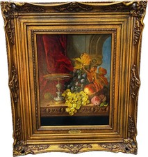 Edward Ladell Original Oil Painting Still Life Grapes Peaches 18x14 Signed EL picture