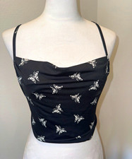H&M Black Butterfly Print Cowl Neck Women's Tank Top M picture