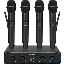 MELONARE 4-Channel Wireless Microphone System, UHF Compact Cordless Mic Set w... picture