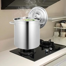 35L Large Stock Pot Restaurant Kitchen Soup Big Cooking with Lid Stainless Steel picture