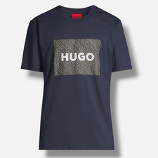 Hugo Boss Men's Blue Dulive Logo Graphic Print T-Shirt Tee Size L picture