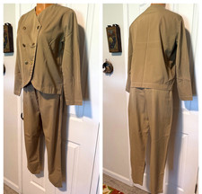 VTG 1960's MCM MOD ARDEE SPORTSWEAR CHINO KHAKI  PANTS & JACKET SET SZ M picture