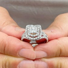 Certified Natural 1.40ct I/VS1 Princess White Diamond Solid 14K White Gold Ring picture