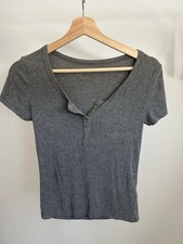 Dazy Grey Ribbed Henley Top | Size M | Pre-Loved in Excellent Condition picture