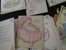 1930s 40s 50s Baby Birth Announcement Card Vintage Lot of 51 cards picture