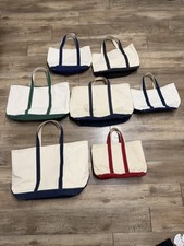 Vintage LL Bean Canvas Tote Bag Lot of 7 Made In USA Saw Tooth picture