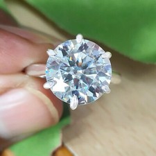 RARE 6.40 Ct White Treated Diamond Solitaire Ring In 925 Silver Certified picture
