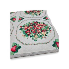 Vtg Strawberry Pre-Quilted Double Sided Fabric Joan Kessler USA 1.25yds x 44