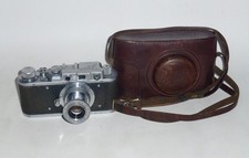 Zorki-1 Early KMZ Soviet Rangefinder Camera+collapsible Industar-22 Lens #454926 picture