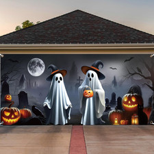 Halloween Ghost Garage Door Cover Banner 7 X 16 Ft Spooky Outdoor picture