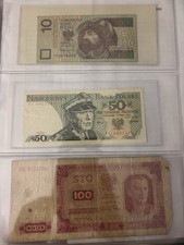 Vintage Polish Zloty Banknote Lot- 1948 Worker, 1975 Swierczewski & 1994 Mieszko picture
