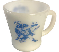 1960s BATMAN & ROBIN Comic Logo Fire King MUG Cup MILK GLASS Anchor Hocking picture