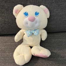 Vintage Fisher Price Cozies Bear Plush 1994 Cream Waffle Knit Teddy 9” picture