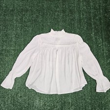 Francesca’s MI AMI Womens Large Turtleneck Top BLOUSE WHITE SEMI SHEEER NWT picture