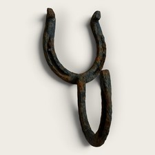 Antique Welded Horseshoe Wall Hook | Old & Rusty Folk Art 7” Hat Coat Hook picture