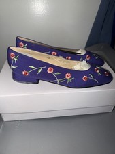 Vintage Together Embroidered Purple Floral Shoes NWOB 7.5 Made In Brazil picture